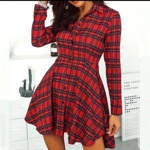 Holiday Plaid High Low Dress